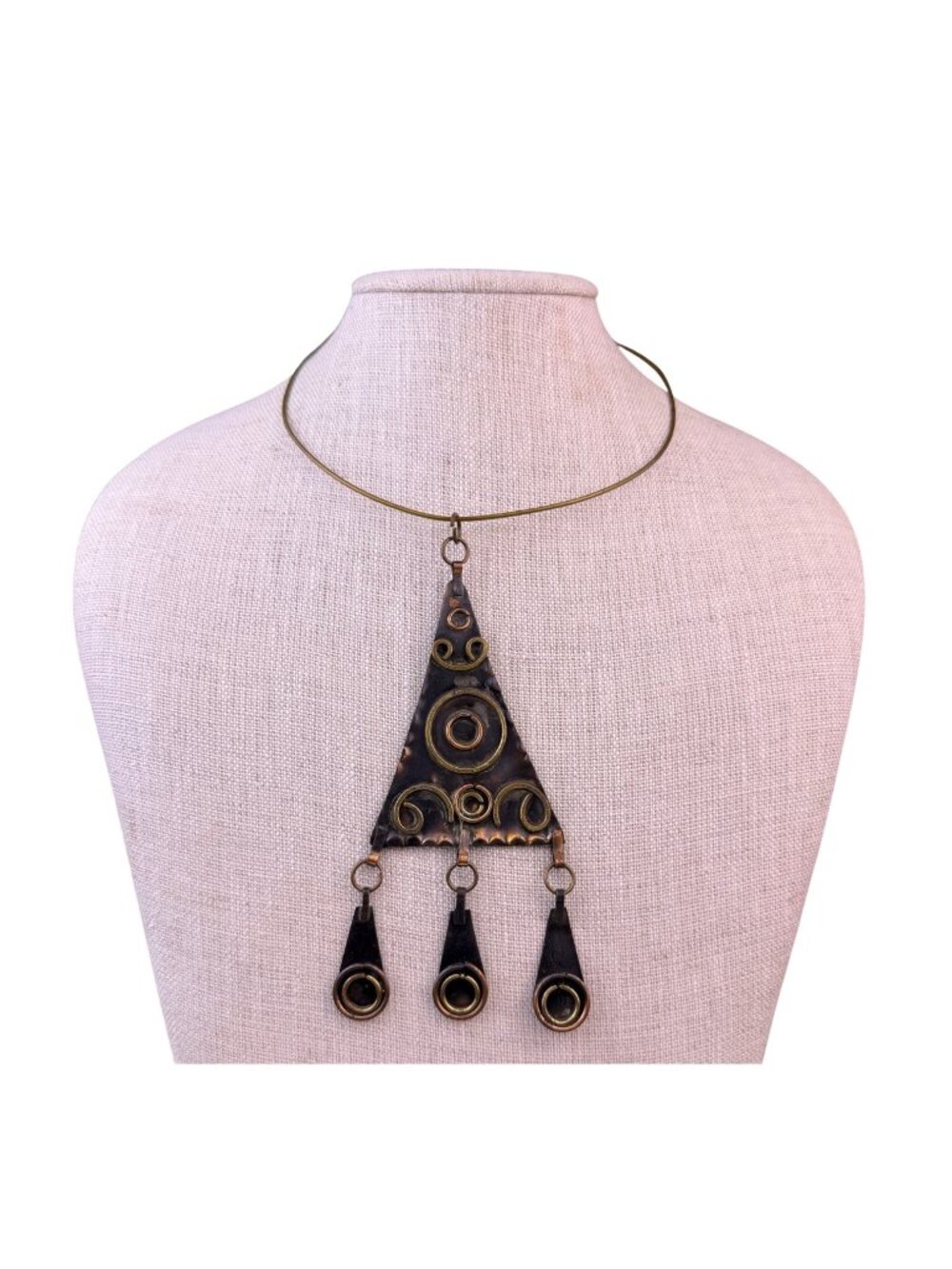 Womens Brown Copper Tone Metal Boho Hippie Necklace One Size Fits All